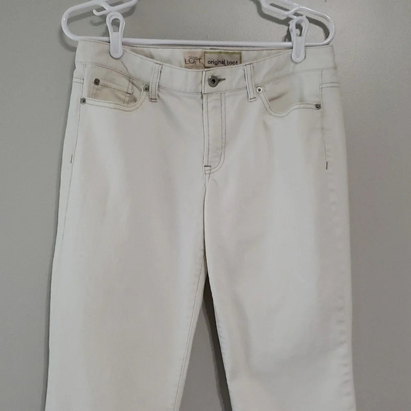 Loft Original Bootcut Jeans Women's 8 White with Constrast Thread Denim Casual - Picture 9 of 12